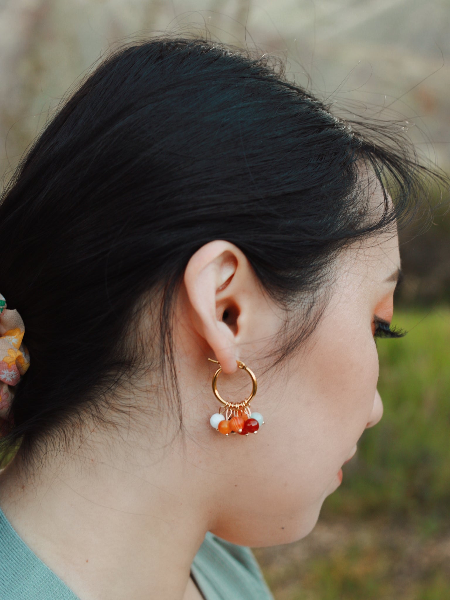 "Hope is a Rainbow" pearl hoop earrings