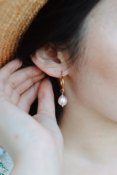 "Gentle Spirit" pearl hoop earrings