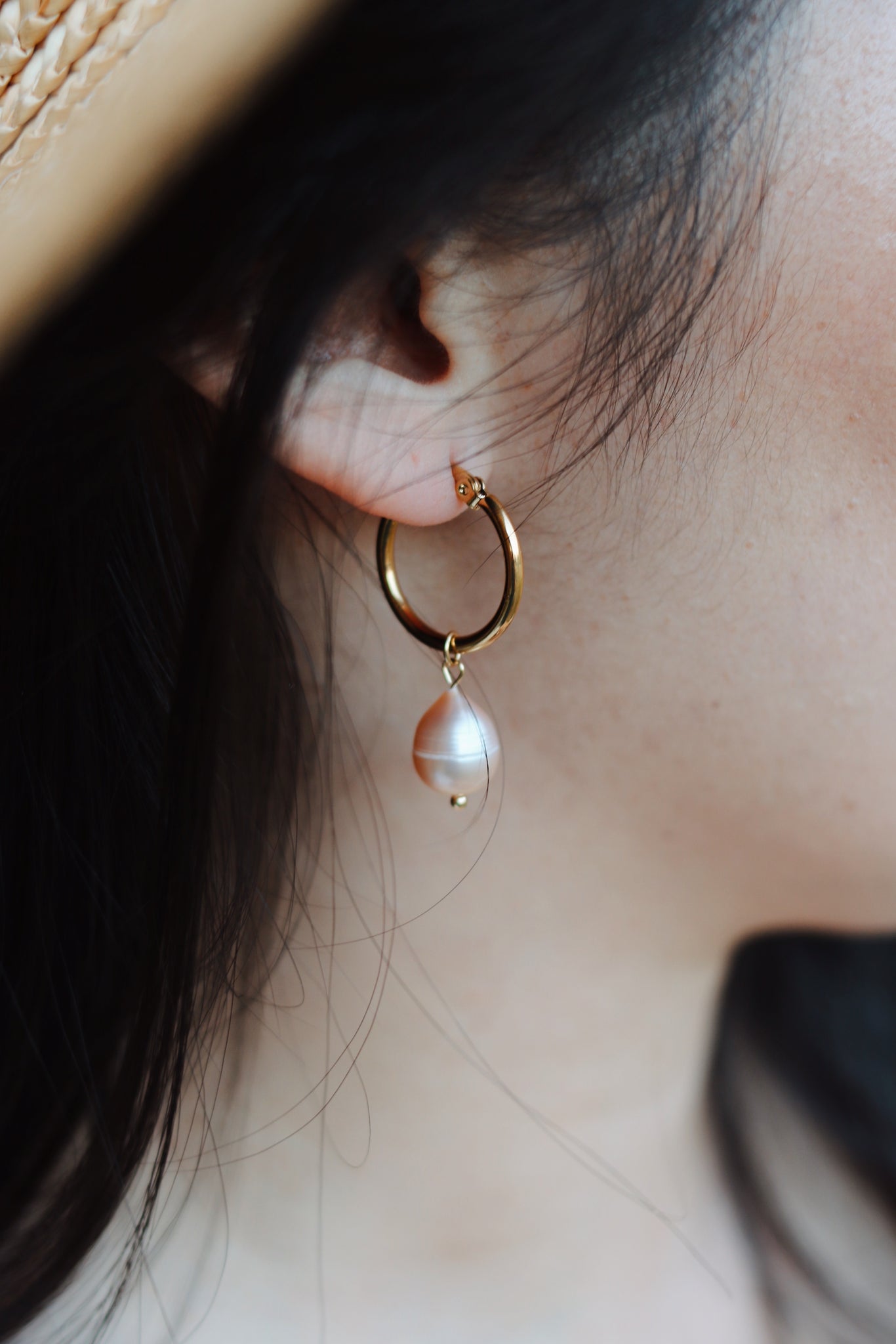 "Gentle Spirit" pearl hoop earrings