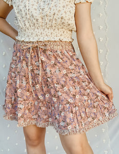 "Meadowsweet" floral mini skirt