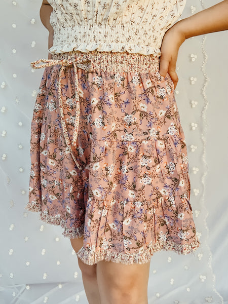 "Meadowsweet" floral mini skirt