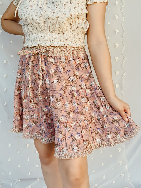 "Meadowsweet" floral mini skirt